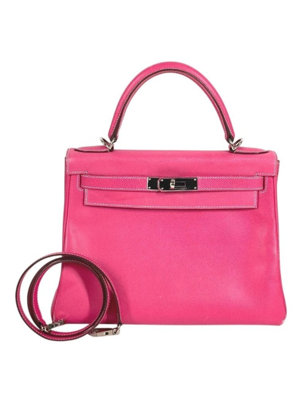 Hermes Handbag Kelly 28 Epsom Rose Tyrian Ruby Pink